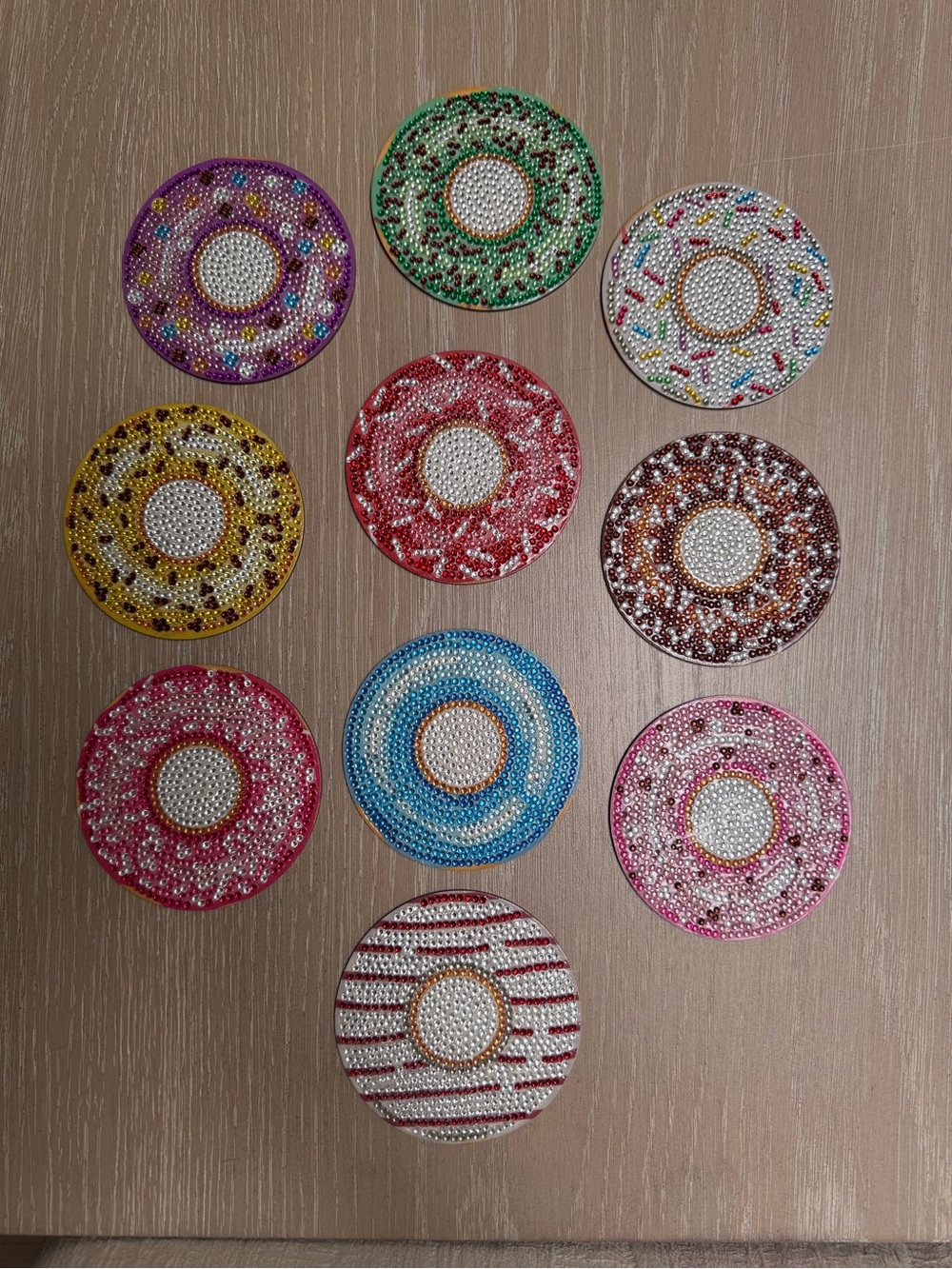Set of 10 Rhinestone Donut Coasters